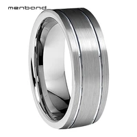 classic wedding band tungsten carbide jewelry ring with grooved brushed finish 6mm 8mm comfort fit