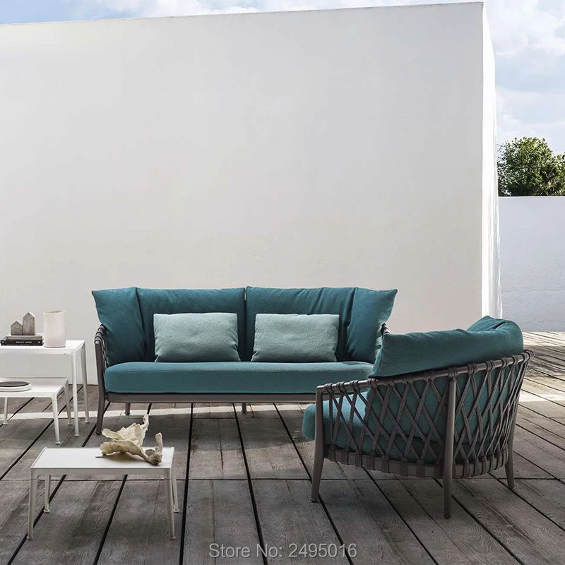 5-патио мебель алюминиевый coversation набор с журнальный столик и подушки для сада из