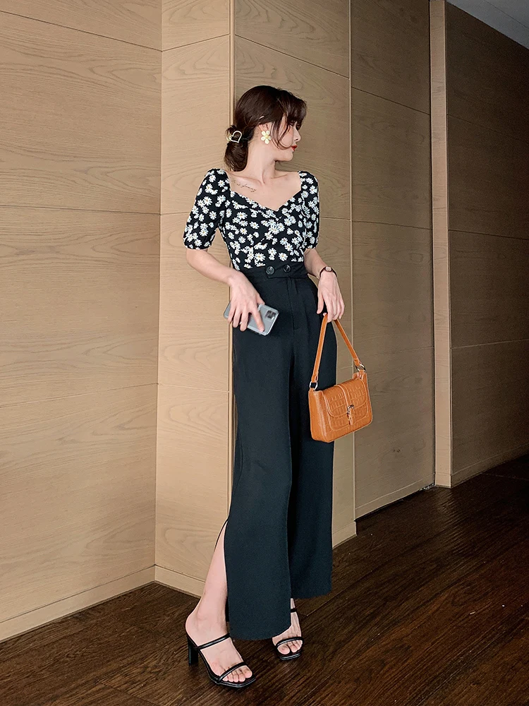 

Suit Pants Women's Straight Tube Loose Show Thin Versatile Casual Pants Split Wide Leg Pants Women's High Waist