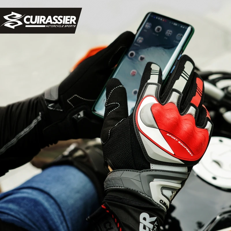 Cuirassier Touchscreen Night Reflective Motorcycle Full Finger Gloves Protective Racing Biker Riding Motorbike Moto Motocross | Автомобили