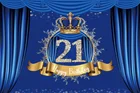 Laeacco синяя занавеска для сцены с 21 днем рождения Золотой баннер с короной семейная фотосъемка плакат фон для фотосъемки
