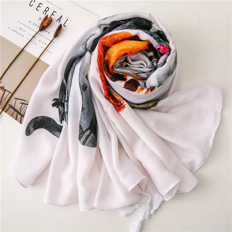 

Autumn and winter 2020 women tourism Beach new print silk scarves Fashion Flower seaside sunscreen quality cotton material shawl