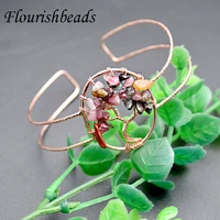 natural labradorite gemstone chips wire wrapped life tree charm cuff bangle bracelet fashion woman jewelry