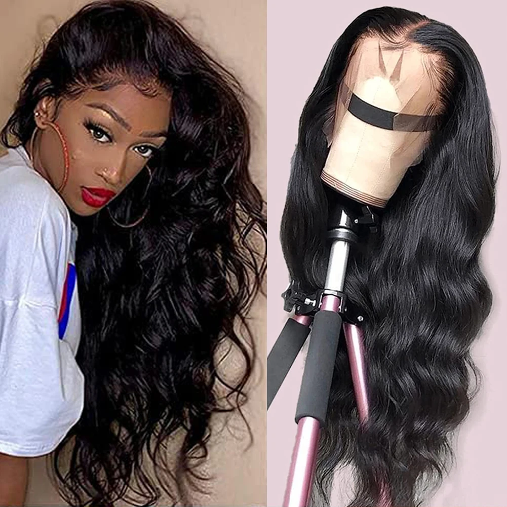 

Женские парики RONGDUOYI черного цвета с волнистыми кружевами, женские парики с синтетическими кружевами спереди, парик для косплея/ежедневног...