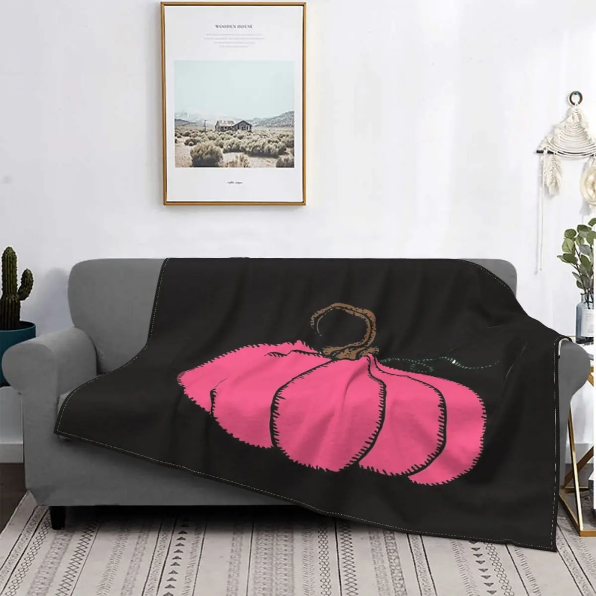 

Manta de calabaza rosa para cama, manta a cuadros de muselina para sofra, manta a cuadros