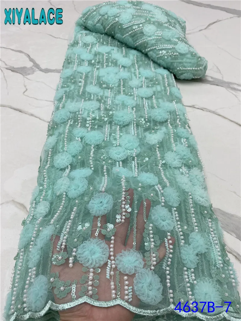 

Нигерийское Африканское кружево 2021, высококачественные бусины и блестки, сетчатые кружева, Роскошная ткань с перьями, Свадебное кружево дл...