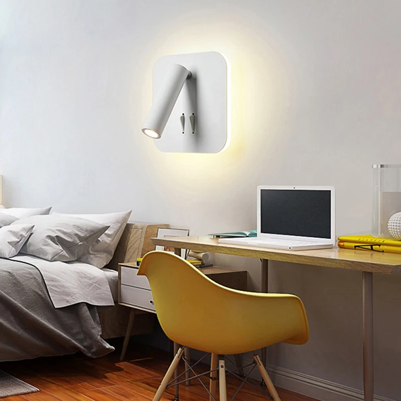 

Nordic LED Wall Lamp With Switch Spotligh Free Rotation Sconce Indoor Wall Light