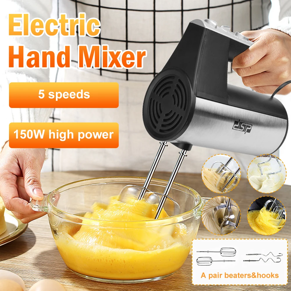 

Multifunction Household 5 Speed Electric High Grade Super Hand Mixer Portable Handheld Stainless Steel Food Processor 150W