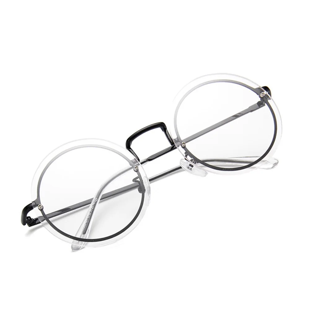 

New Luxury Brand Round Transparent Flat Lenses Eyewear Boys and Girls White Black Pink Gold No Diopter Glasses Frame Spectacles