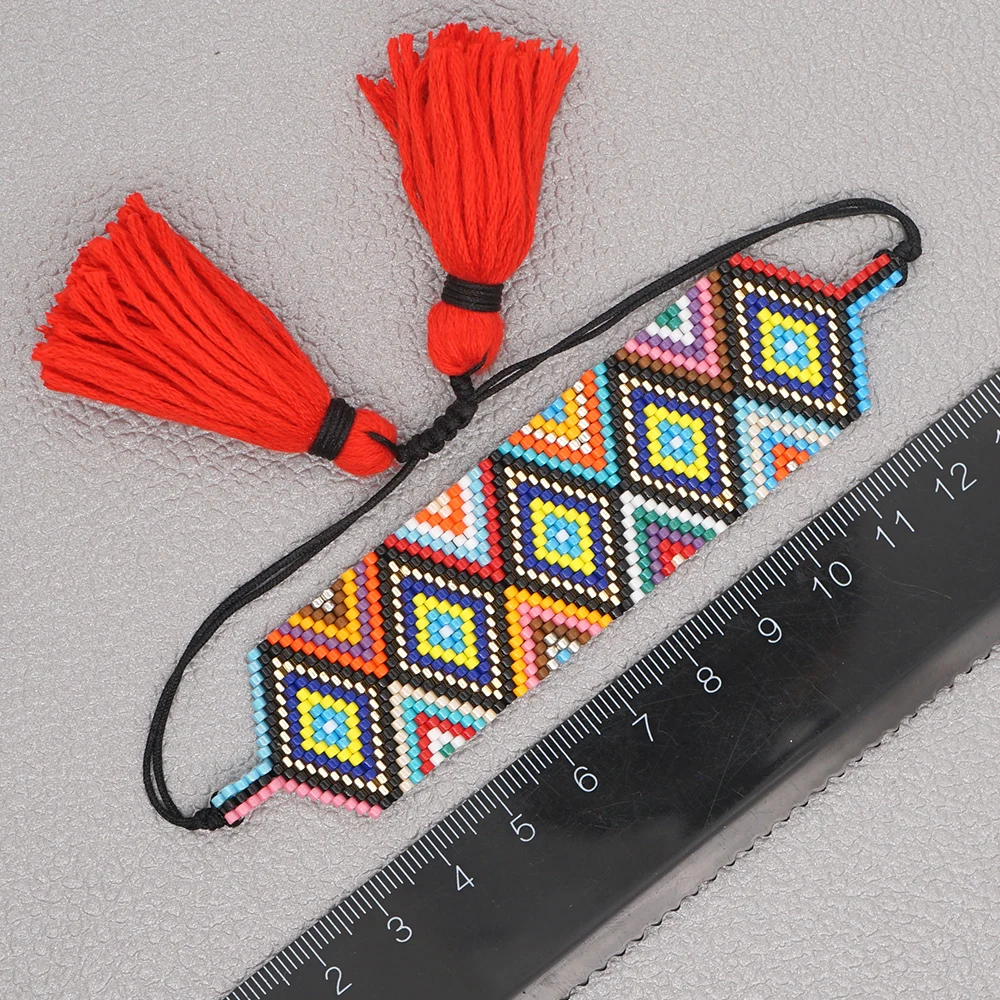 

Go2boho Bead Woven Bracelet Femme Handmade Wrap Pulsera Geometric Patterns Jewelry Tassel Jewellery Boho Ethnic Miyuki Bracelets