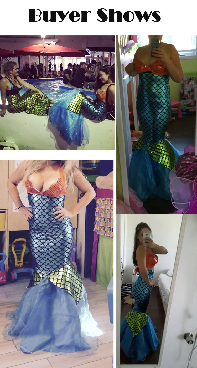 Женские платья Костюм Русалки на Хэллоуин Привлекательное платье для взрослых с