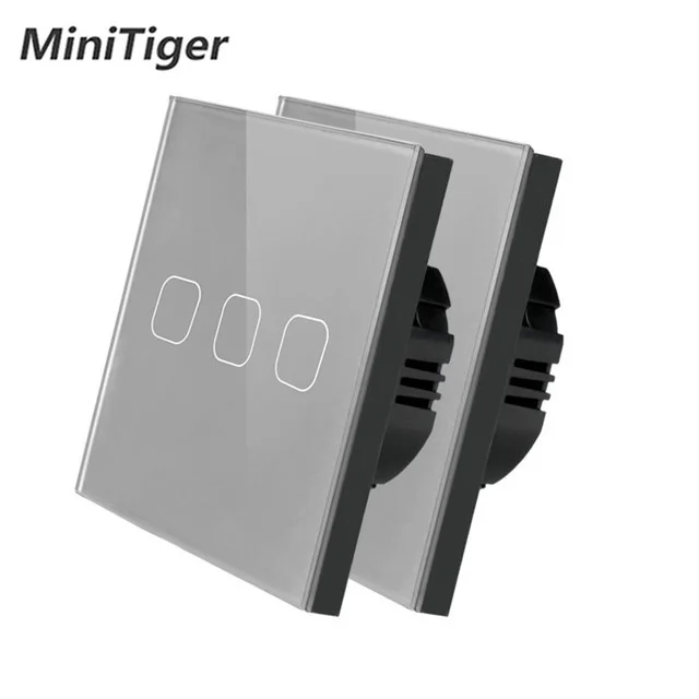 Minitiger серого цвета с украшением в виде кристаллов Стекло переключатель Панель ЕС