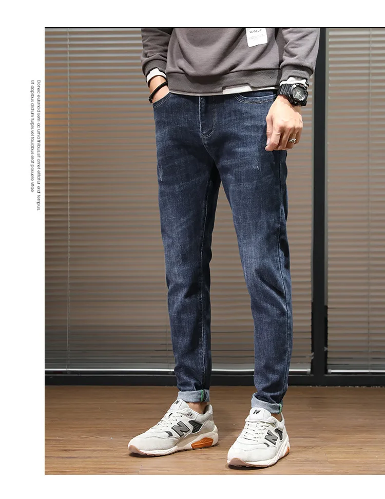 

Xjmigo 2021 новые осенние модные брендовые свободные прямые девять точечные брюки корейские мужские джинсы стрейч джинсы