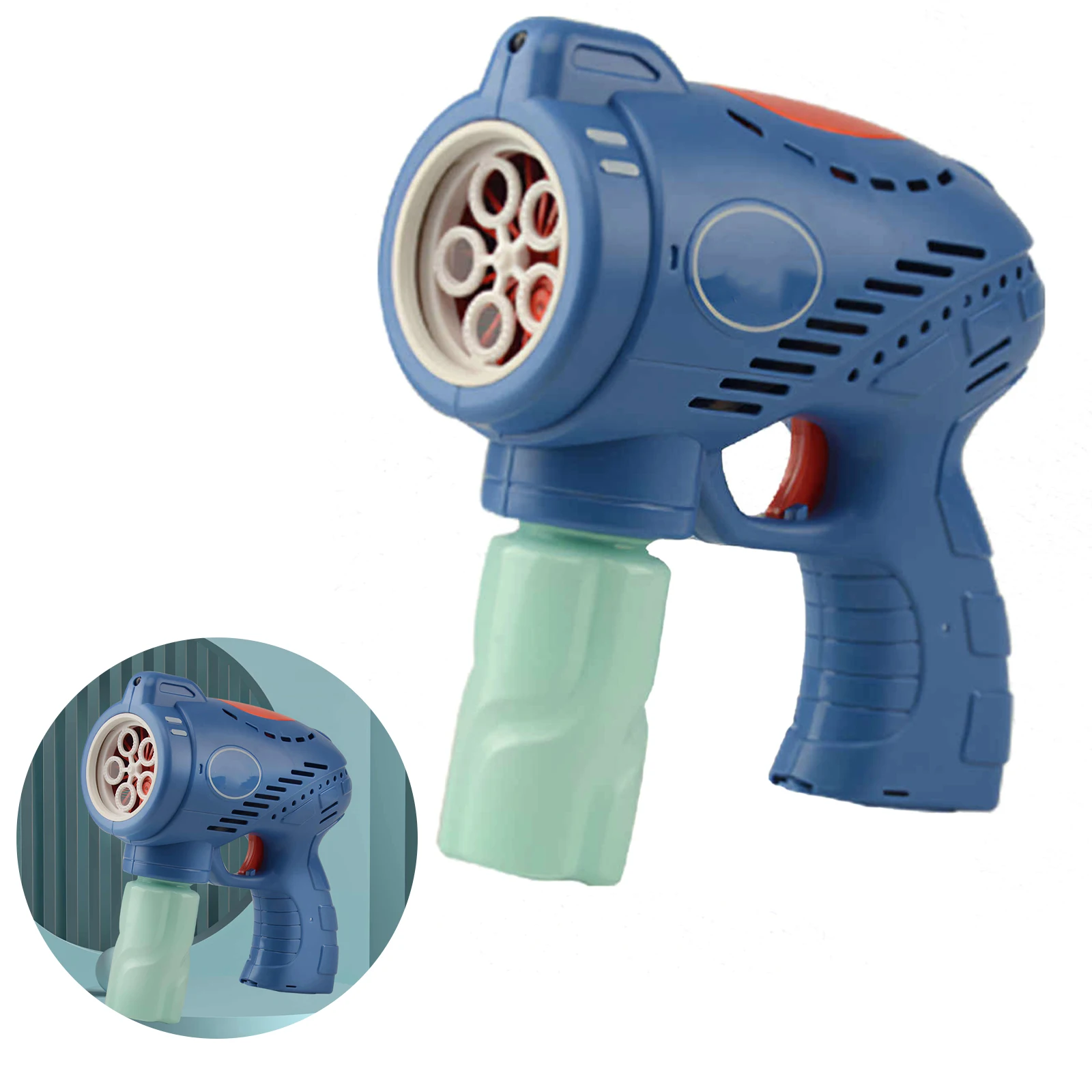 

Детская игрушка-Воздуходувка с пятью отверстиями, мигающая музыка, легкий вес, красочная Автоматическая пузырьковая машина, уличные игрушк...