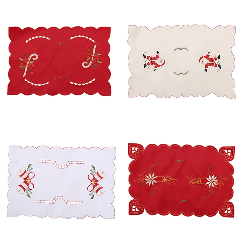 Новый рождественский вышитый столовый Рождественский Настольный коврик для