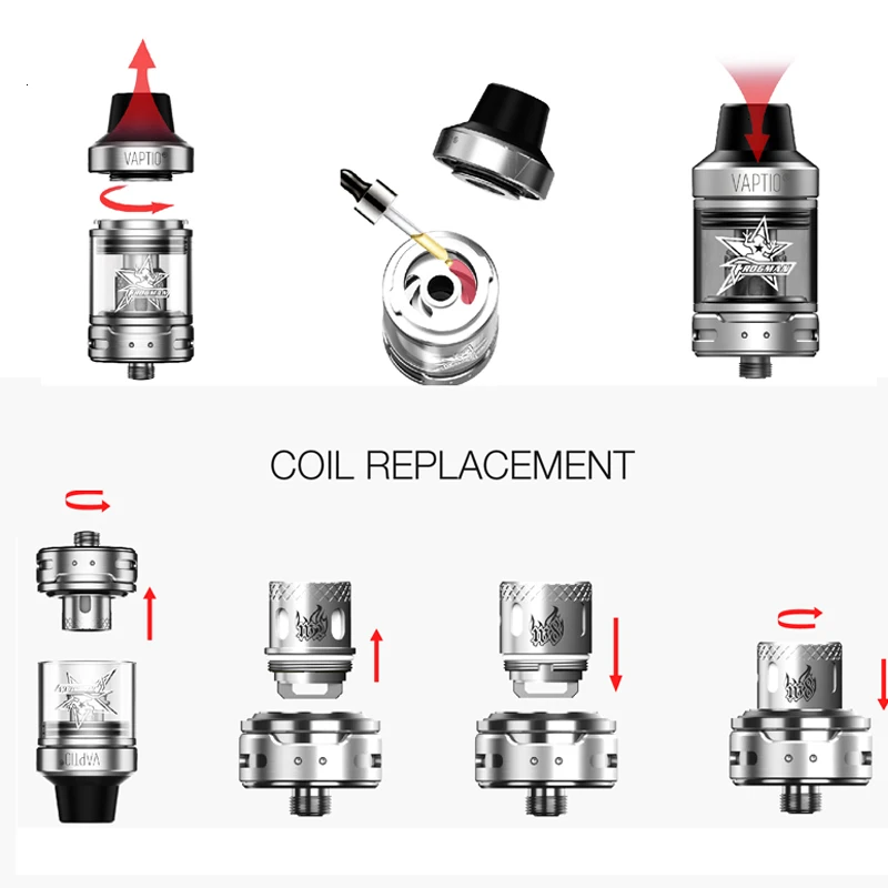 Vape tank Vaptio Frogman атомайзер 5 0 мл/2 мл электронная сигарета герметичная 15-0.4ohm катушка