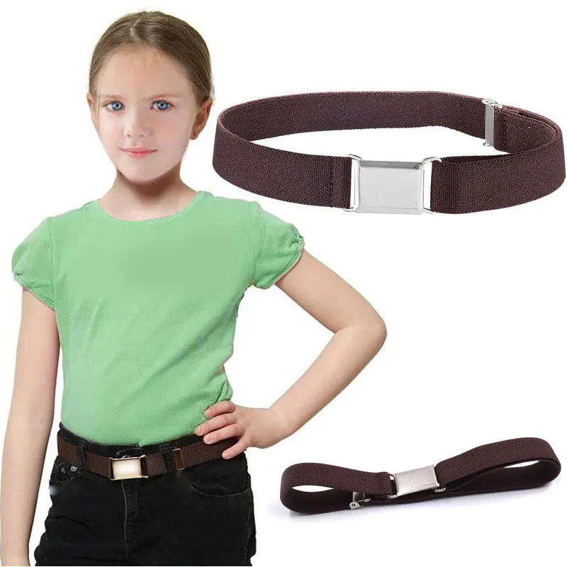 

New Adjustable Kids Belt Handmade Canvas Waistband Children Pure Color Stretch Waist Belt Easy Buckles Elastic Waistband