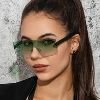 square rimless sunglasses women fashion oversized shield vintage glasses men shades retro gradient oculos uv400 gafas
