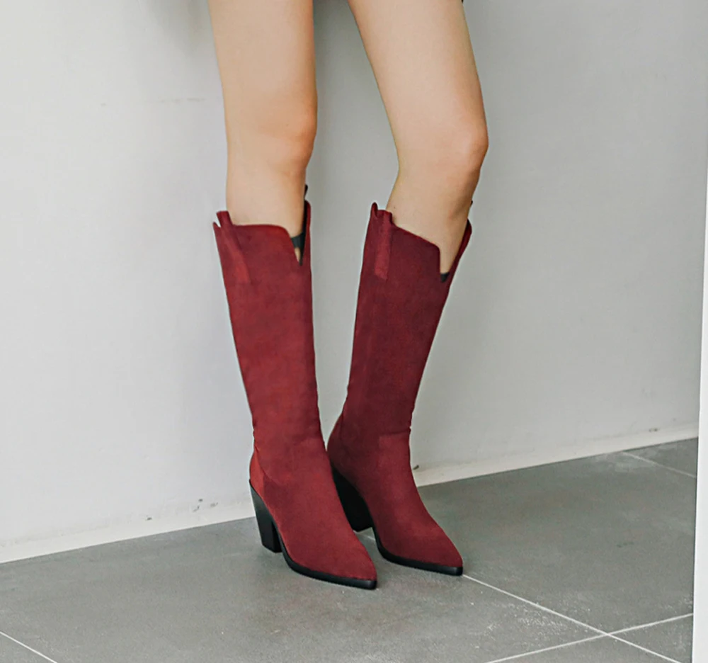 Ковбойские сапоги CDPUNDARI в западном стиле для женщин до середины икры женские