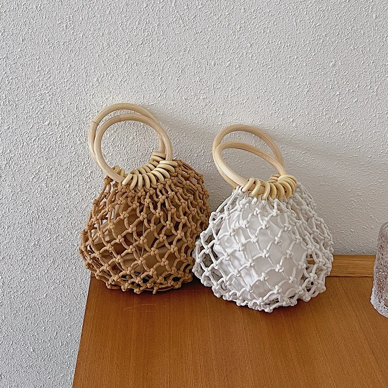 

Новинка 2021, летняя женская сумка, японская сумка-мешок с круглым кольцом, женские Мини-сумочки, хлопковые ажурные комплекты дамских сумок, о...