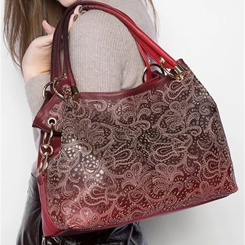 

New Design Women Handbag Leather Hollow Out Bags Color Gradient Multifunction Bag Ladies Portable Shoulder Bag 2020