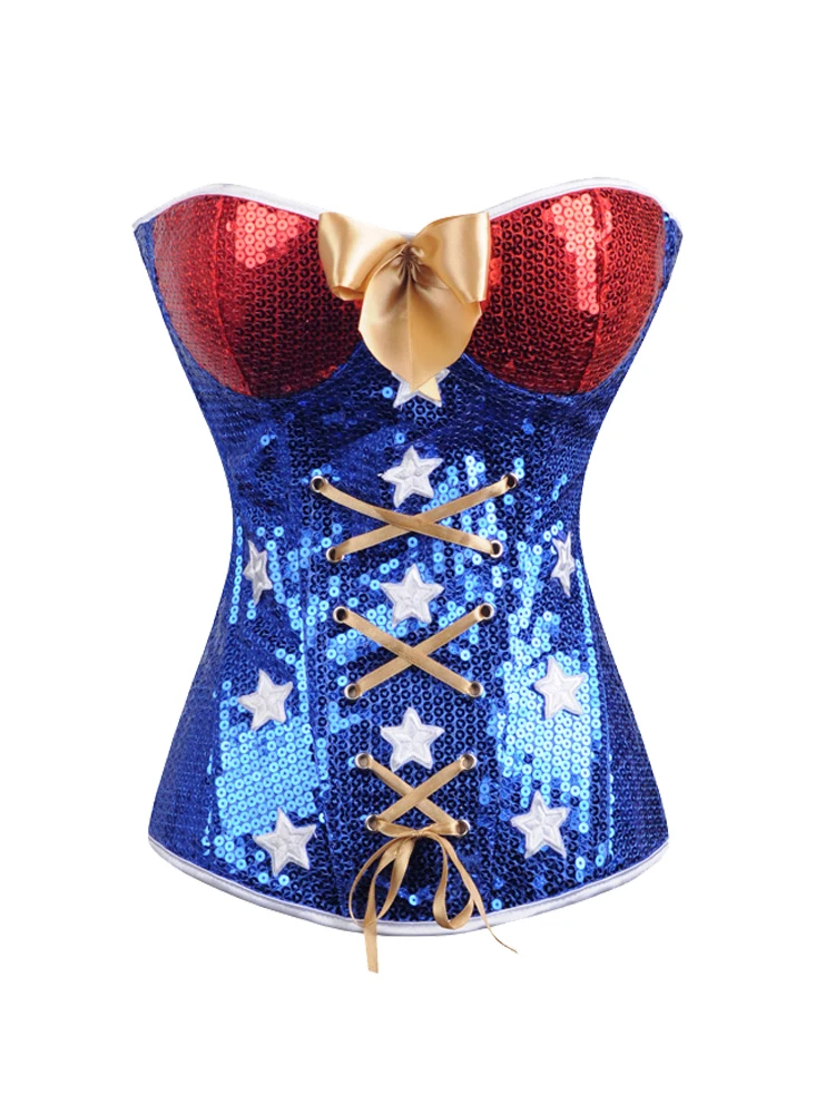 Женский Блестящий корсет пластиковый бюстье с косточками нижнее белье на