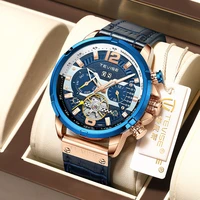 tevise casual sport machinery watches for men fashion blue top brand luxury military leather automatic wrist watch men clockbox