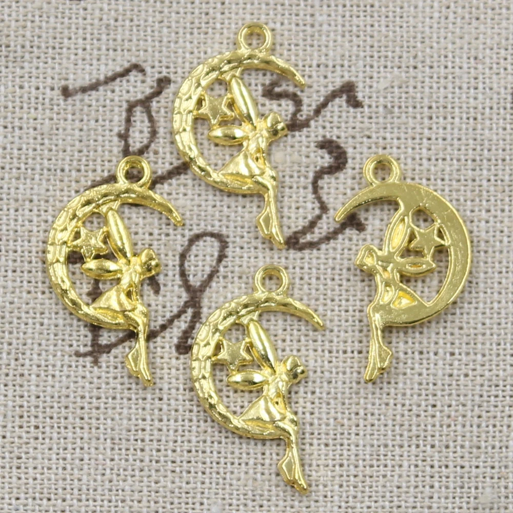 15 шт. Подвески Фея Крылья Ангела Луна Звезды 25x14 мм Античная решений Подвеска fit