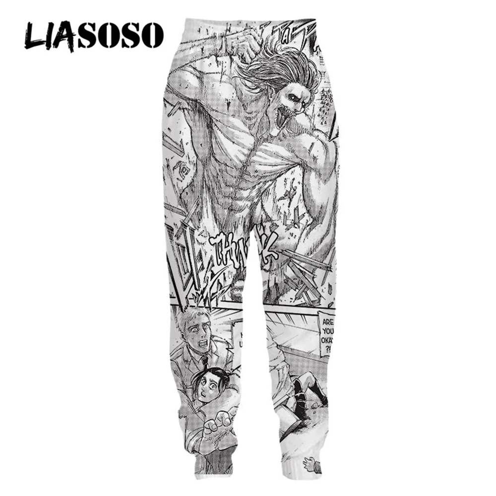 

LIASOSO 3D Print Manga Attack on Titan Anime Sweatpants Men Women Plus Size Trousers Manhwa Harajuku Casual Jogger Hip Pop Pants