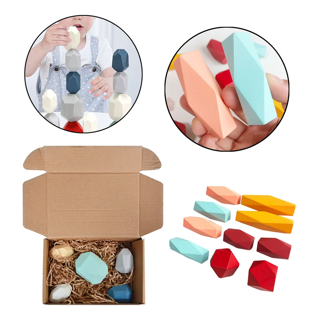 

Wood Kids Building Blocks Stacking Wooden Block Educational Toy Set For Toddler