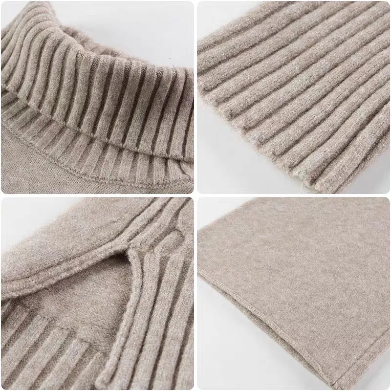 

Sweater Set Women Tracksuit Spring Autumn Knitted Suits 2 Piece Set Warm Turtleneck Sweater Pullovers Wide Legs Pants