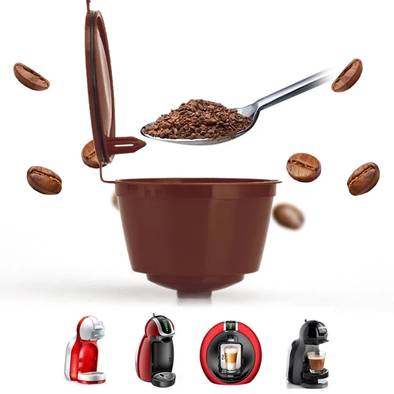 5PCS Refillable Coffee Capsules Refilling Filter Pod Reusable Cup Spoon Brush Set ware Gift | Дом и сад