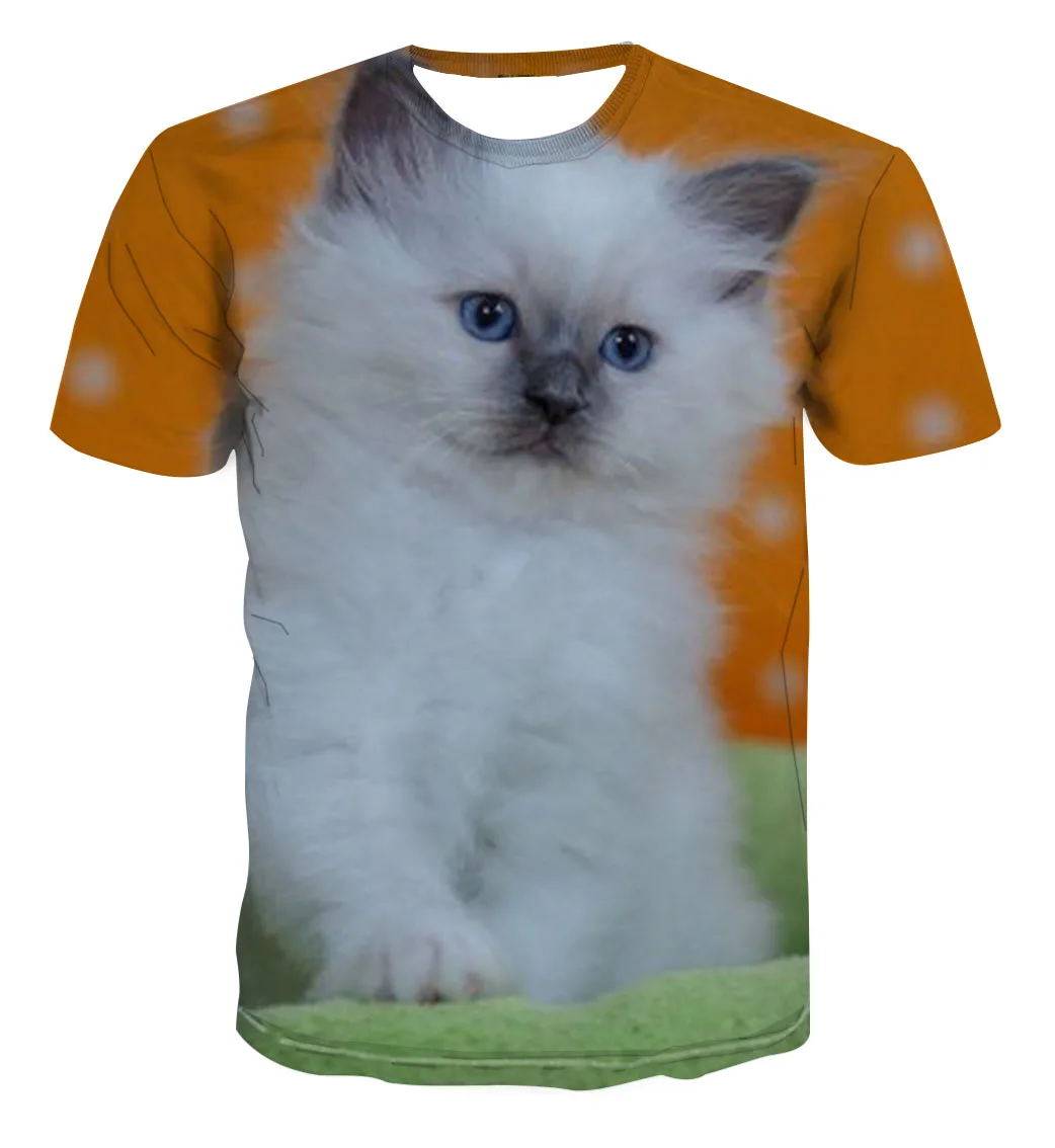 

2021 new fashion cool T-shirt for men and women, two cats printing 3D T-shirt, summer short-sleeved T-shirt, male T-shirt XXS-13