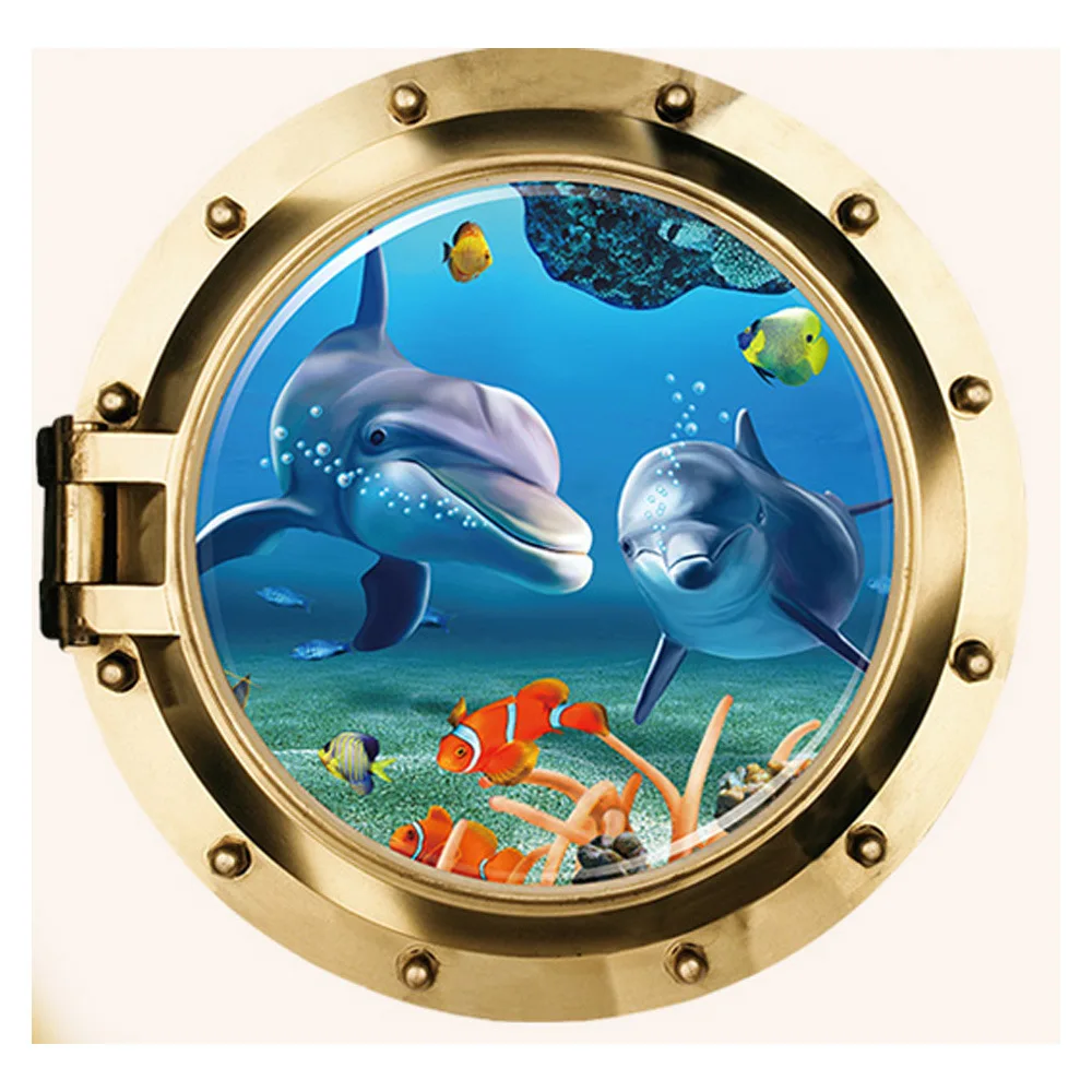 

Wall Stickers Underwater World Animal Landscape Stickers Submarine Stickers 3D Simulation Stereo Bedroom Living Room