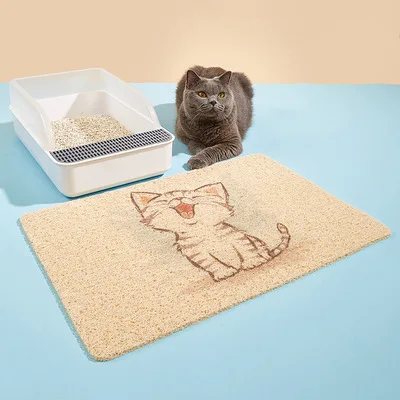 

Easy-to-clean Cat Litter Mat Pet Food PVC Mat Waterproof Non-slip Pet Feeding Bowl Mat Tray For Cats Dogs