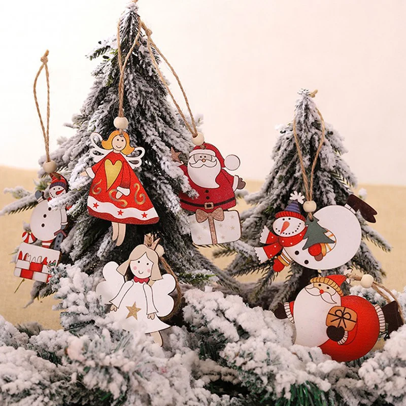 

2 шт./компл. рождественские деревянные подвески, подвесные украшения для елки, украшения для дома, детские игрушки, подарок, Рождественский Д...