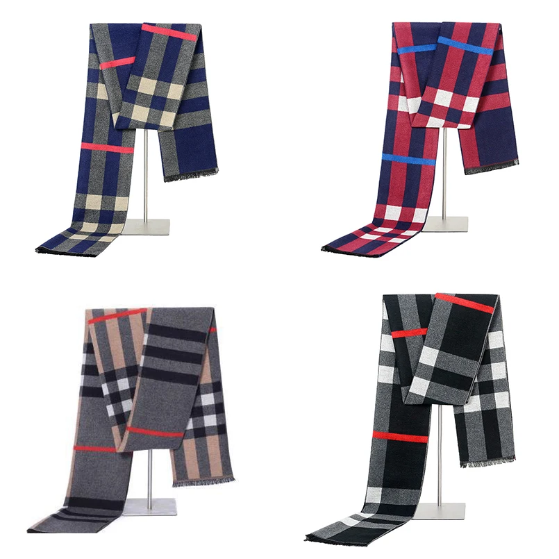 Новый мужской кашемировый шарф зимний английский сетчатый женский роскошный