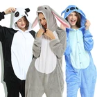 Пижама в виде единорога для взрослых, зимняя одежда для сна, кигуруми, Стич, панда, кролик, волк, пижамы, женские комбинезоны, Аниме Костюмы, комбинезон