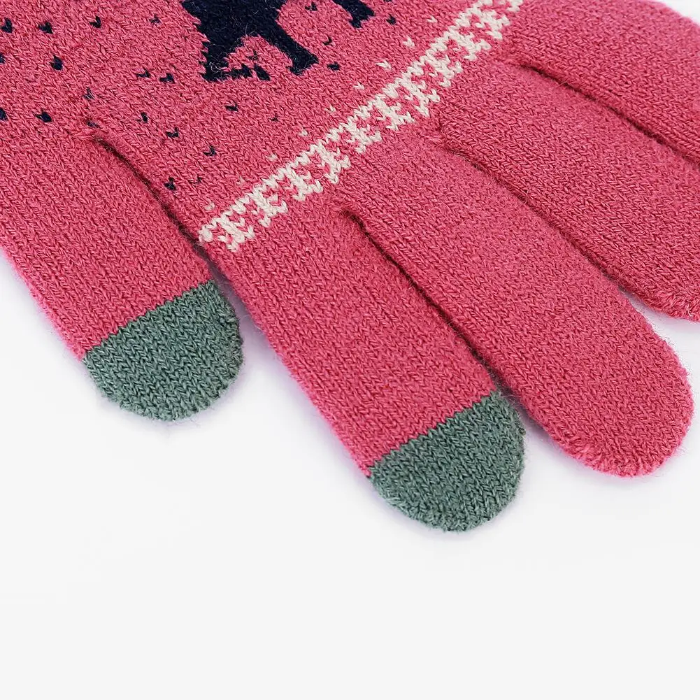 

Winter New Fawn Touch Screen Knit Gloves Winter Warm Gloves Cute Deer Gloves Outdoor Warm Mittens Xmas Gift For Girls #40