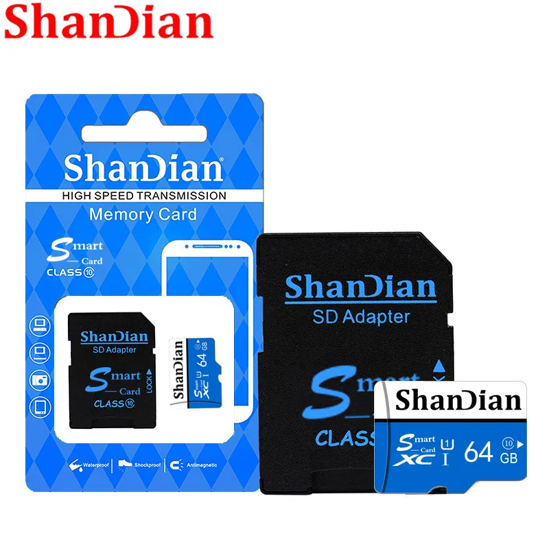 

SHANDIAN Original Smart SD Class10 up to 95MB/S Smartsd 128GB/64GB/32GB/16GB class 10 up to 80MB/S for Phones Cameras