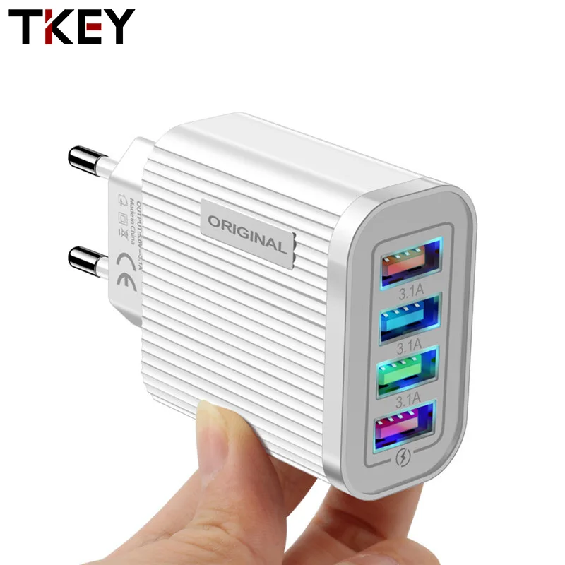 Универсальное зарядное устройство TKEY для мобильного телефона с 4 usb-портами iPhone LG