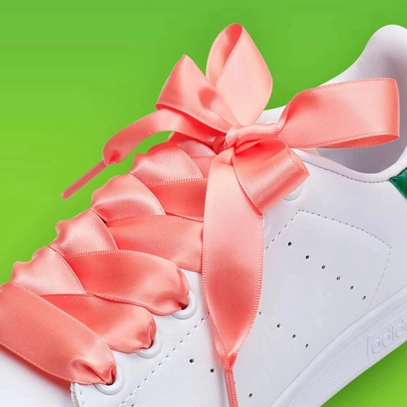 

1 Pair Satin Silk Ribbon Shoelaces Woman Romantic White Shoe Laces Outdoor Leisure Shoelace 80cm/100cm/120cm 22 colors