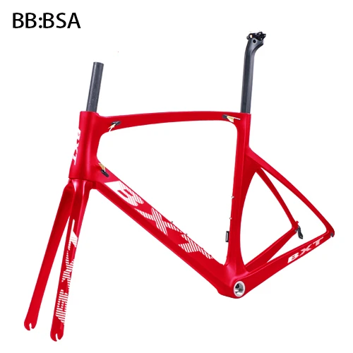 bxt full red BXT дороги углерода Велосипеды рама углеродного 700c Bicicleta углерода велосипед Рама V-тормоза дорожный велосипед набор Рам 49/52/54/56 см - Цвет: bxt full red