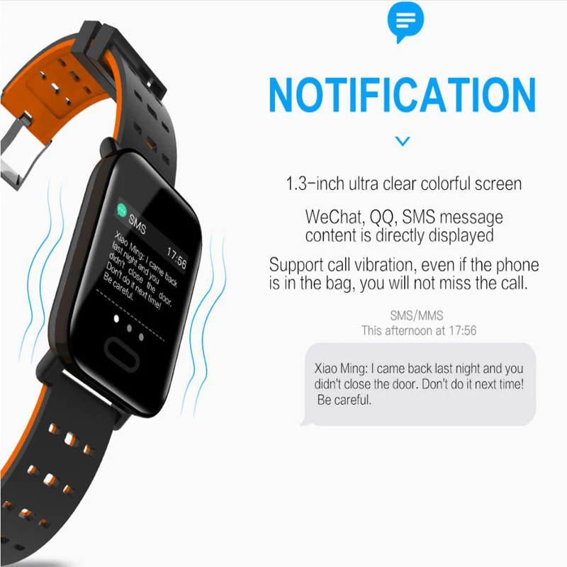 

A6 S Smart Watch Sport Smart Band Waterproof Blood Pressure Heart Rate Monitor Fitness Tracker Smart Wristband With Retail Pack