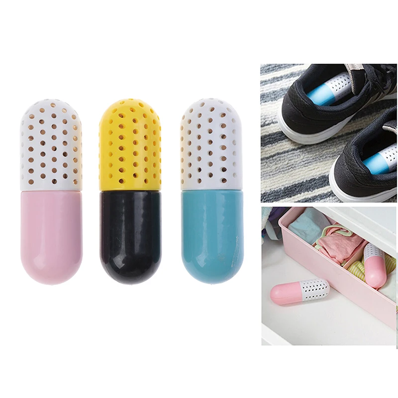 

1pc Moisture Absorber Shoes Deodorant Capsule Shaped Desiccant Drawer Shoes Room Carbon Deodorizer Dehumidify Tool Supply New