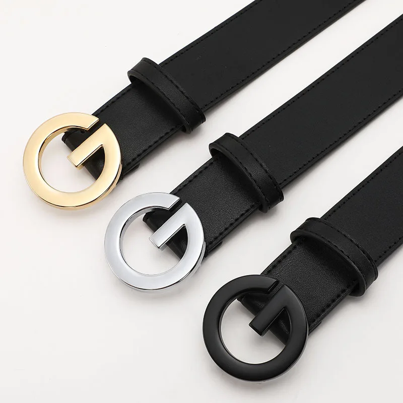 Ремень из натуральной кожи с пряжкой G для мужчин и женщин 100 см | Аксессуары