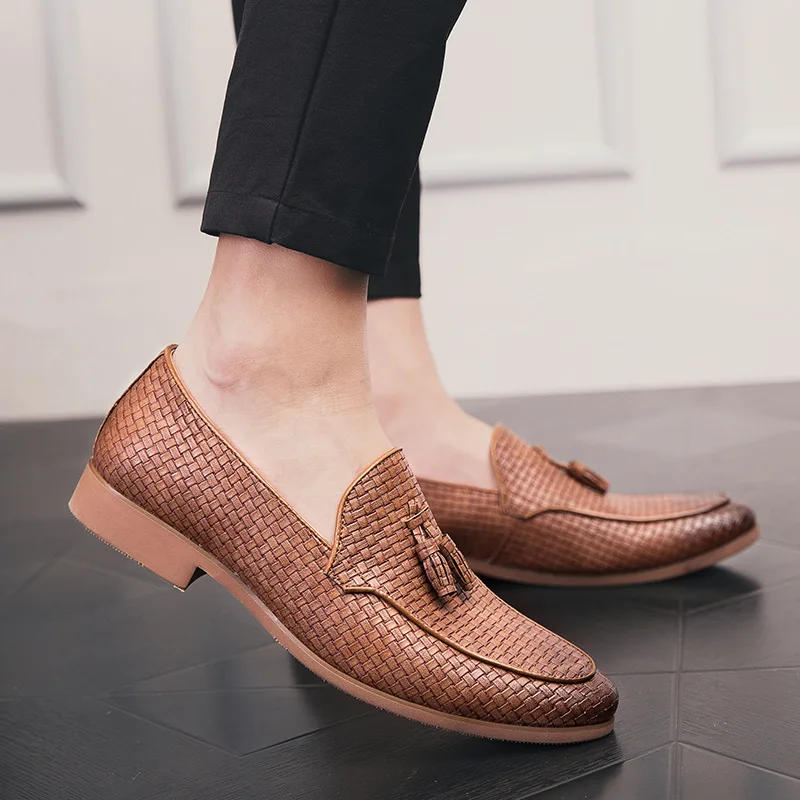 

New Tassel Mens Dress Shoes Leather Loafers Men Shoes Breathable Formal Wedding Shoes Big Size 47