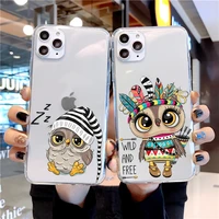 apple cute owl phone case for iphone 12 11 13 mini pro xr xs max se20 7 8 plus x cute owl transparent protective case phone case