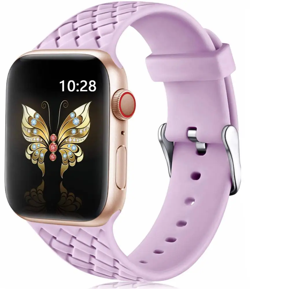 Silicone Strap for Apple Watch 4 Band 44mm 40mm iWatch 42mm 38mm Woven Pattern Bracelet Watchband 5 3 2 1 | Наручные часы