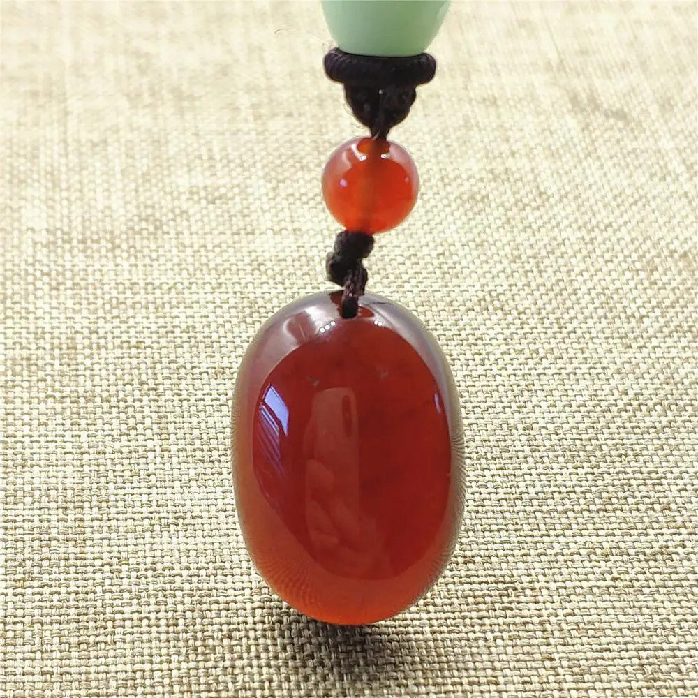 

22x15x8mm Natural Garnet Orange Red Oval Shape Pendant Clear Bead Women Men Fashion Stone Jewelry Necklace AAAAA
